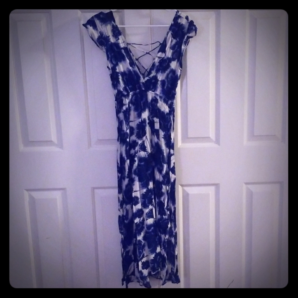 Blue floral mid calf maxi